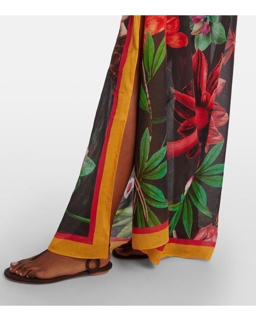 LaDoubleJ Red Zooflora Placee Cotton Beach Cover-Up