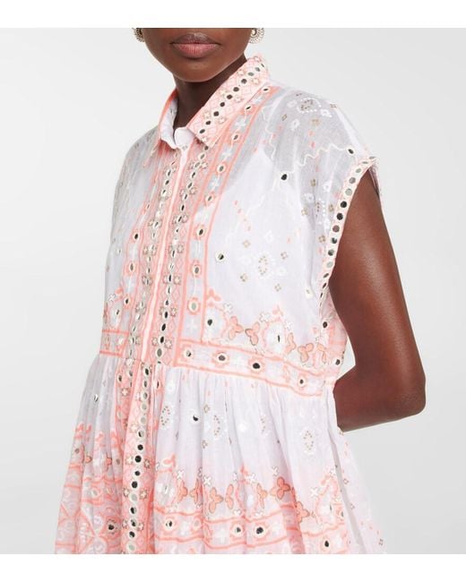 Juliet Dunn Pink Sequined Cotton Minidress
