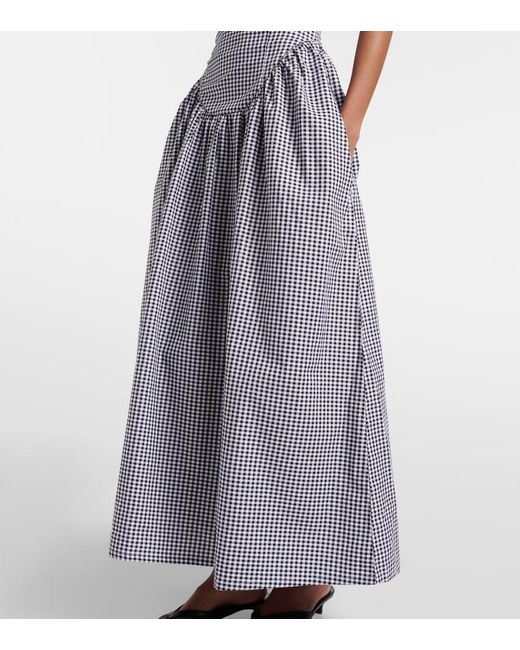Bananhot Gray Paloma Gingham Cotton Poplin Maxi Dress