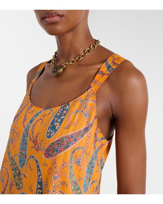 Etro Metallic Printed Cotton Cady Maxi Dress