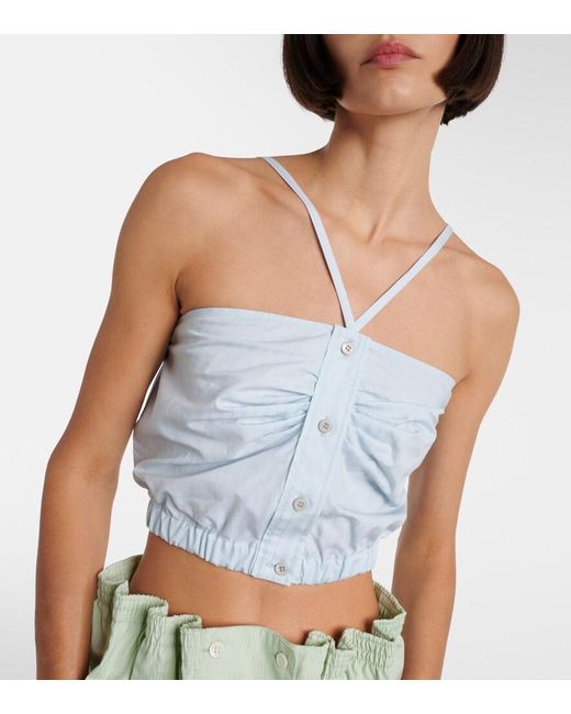 Prada Blue Cotton Poplin Top
