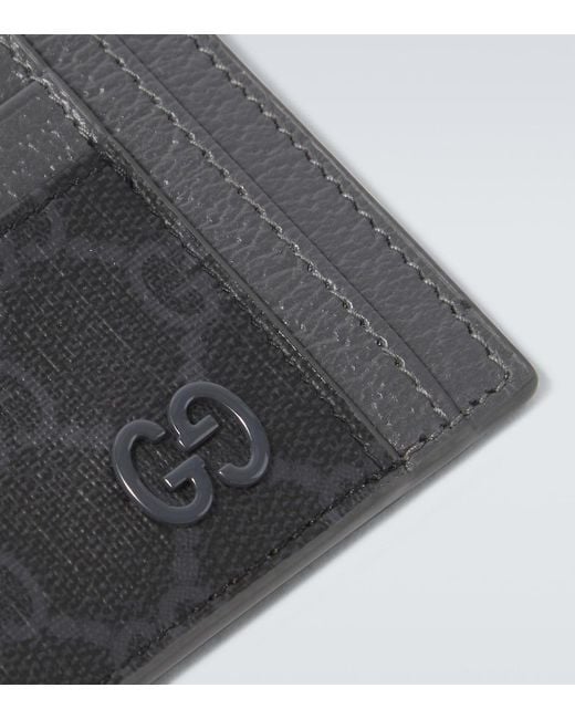 Gucci Black Gg Canvas And Leather Card Holder for men