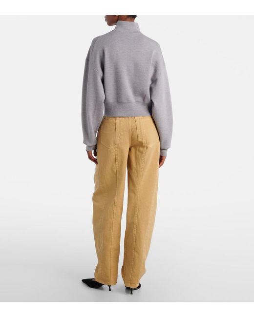 Victoria Beckham Gray Wool-Blend Half-Zip Sweater