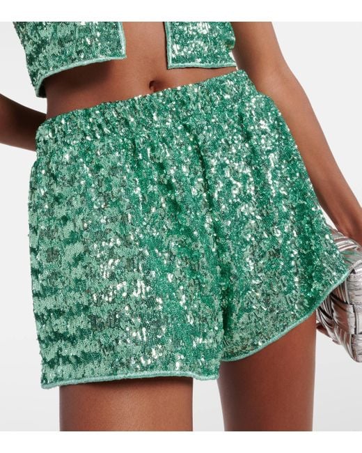Oseree Green Sequined Shorts