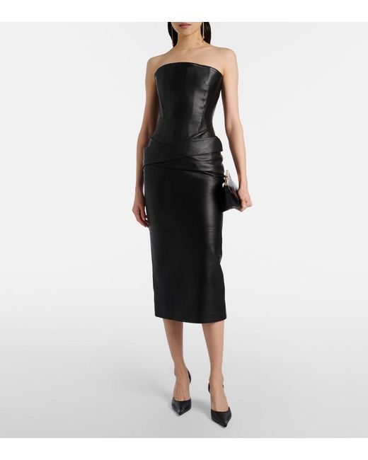 Alex Perry Women's Black Strapless Leather Midi Dress - www.benaras.co Alex Perry Women's Black Strapless Leather Midi Dress - www.benaras.co