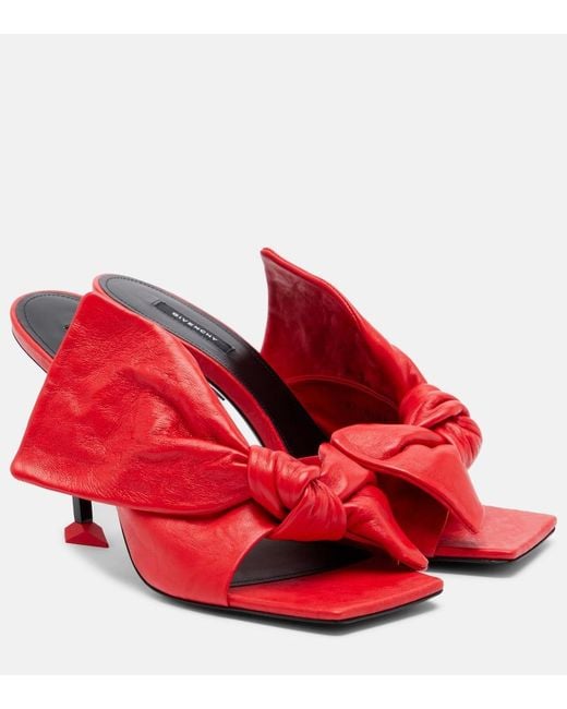 Givenchy Red Boudoir Bow Leather Mules