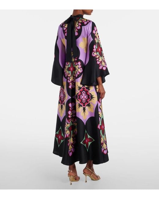 LaDoubleJ Multicolor Palazzo Placee Silk Twill Maxi Dress