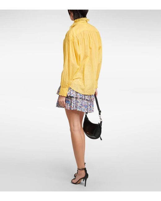Isabel Marant Yellow Pamias Ruffle-trimmed Cotton Voile Top