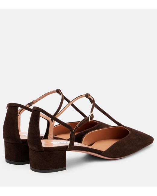 Aquazzura Brown Sorbonne 35 Suede Pumps