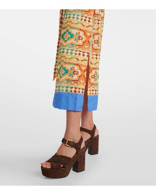 Vestido Midi De Algodon Y Seda Estampado Etro de color Metallic