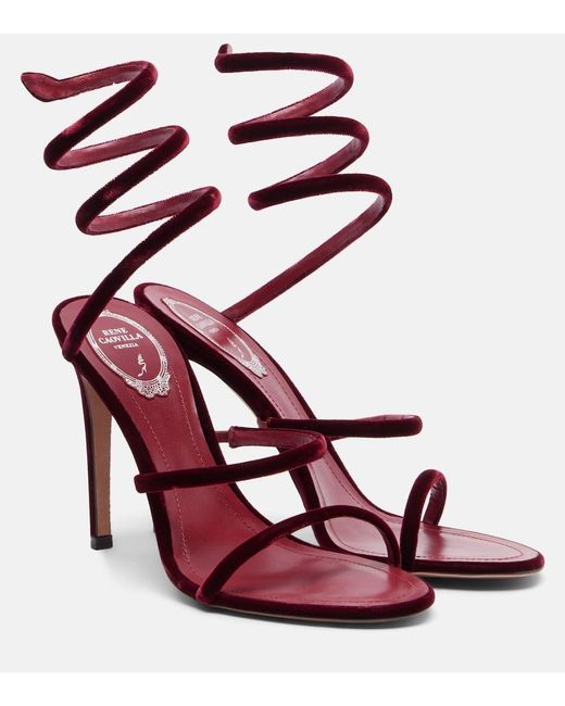 Sandales Cleo 105 En Velours Rene Caovilla en coloris Pink