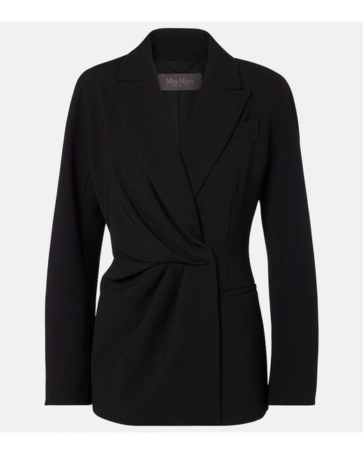 Max Mara Black Draped Cady Wrap Jacket