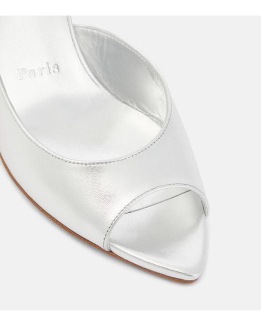 Christian Louboutin White Open Apostropha 80 Metallic Leather Pumps