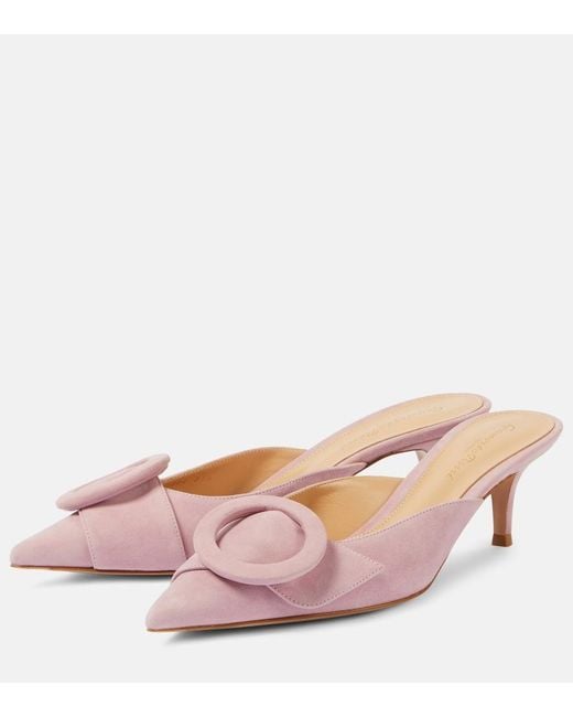 Gianvito Rossi Pink Portofino 55 Suede Mules