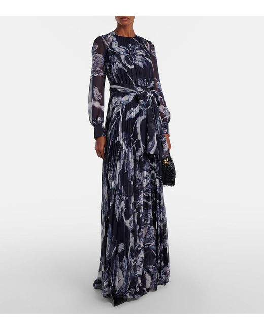 Erdem Blue Floral Voile Gown