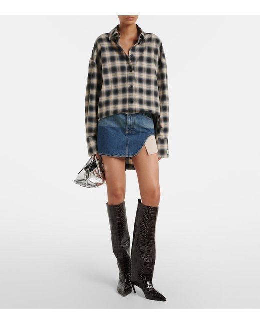 The Attico Black Lea Croc-Effect Leather Knee-High Boots