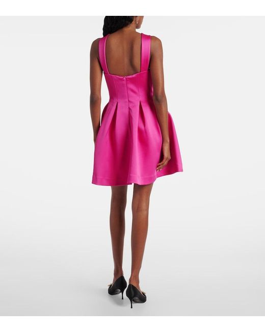 Rebecca Vallance Pink Saskia Pleated Satin Minidress