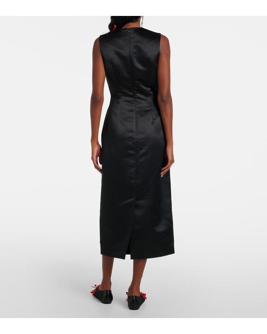 Simone Rocha Black Bow-Detail Satin Midi Dress