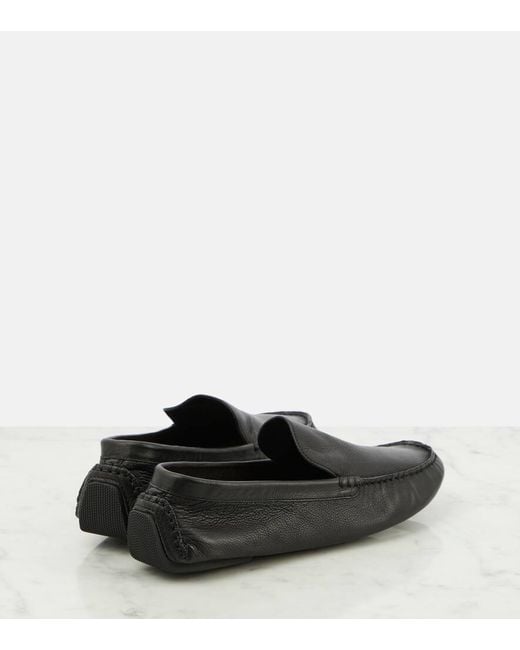 The Row Black Lucca Leather Moccasins