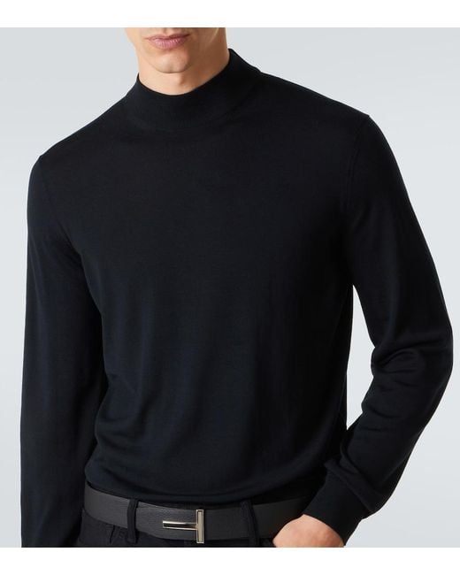 Tom Ford Black Wool Turtleneck Sweater for men