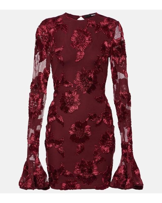 ROTATE BIRGER CHRISTENSEN Red Besticktes Minikleid Aus Mesh