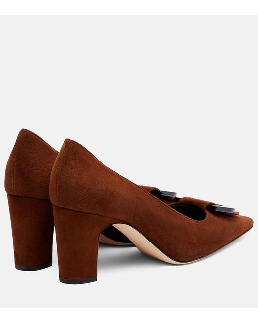 Manolo Blahnik Brown Beti 70 Suede Pumps