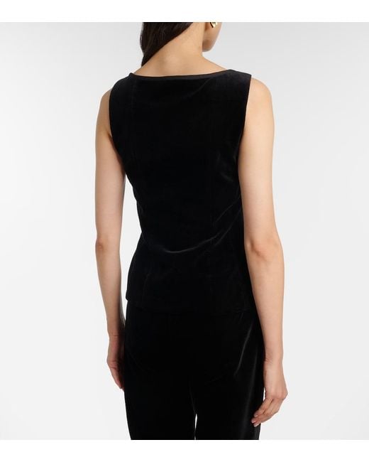 Posse Black Quincy Bow-Detail Cotton Velvet Top