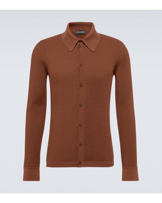 Dolce & Gabbana Brown Wool-blend Polo Sweater for men
