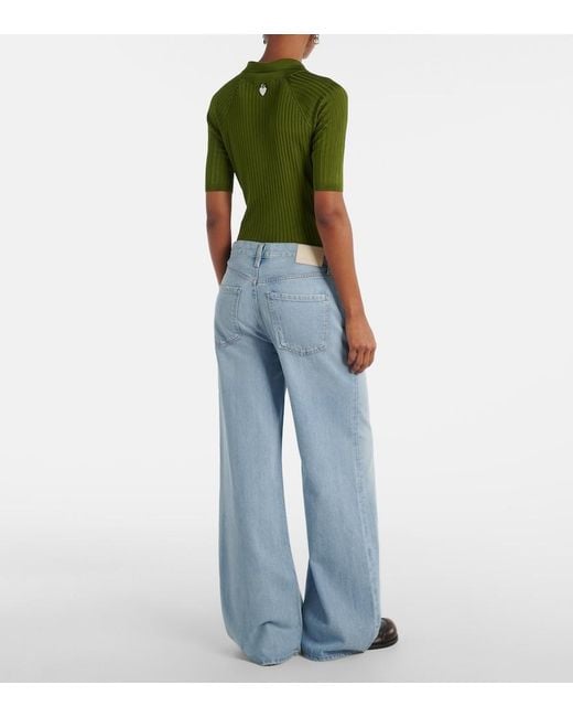 Citizens of Humanity Blue Paloma Mid-Rise Wide-Leg Jeans
