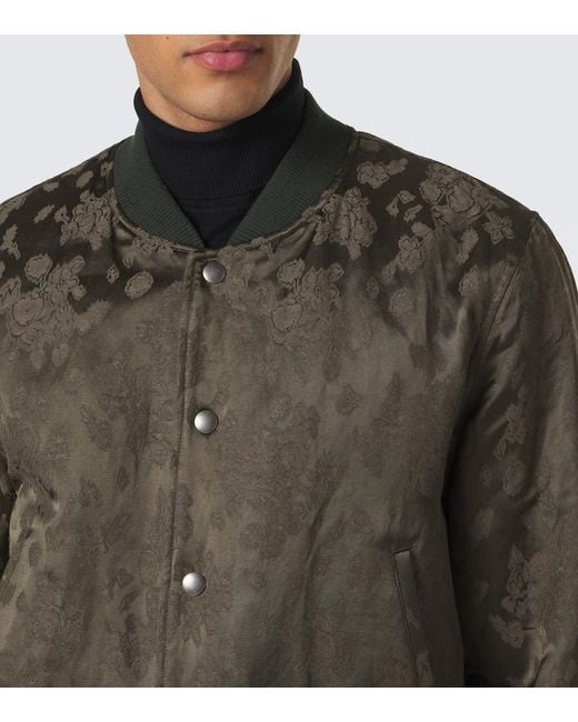 Dries Van Noten Green Jacquard Bomber Jacket for men