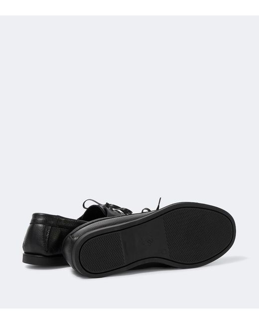 Saman Amel Black City Moc Leather Loafers for men