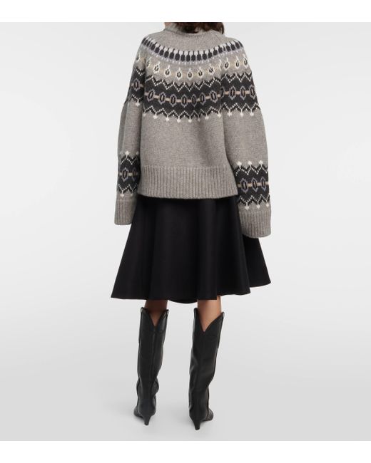 Khaite Gray Halo Intarsia Cashmere And Mohair Sweater