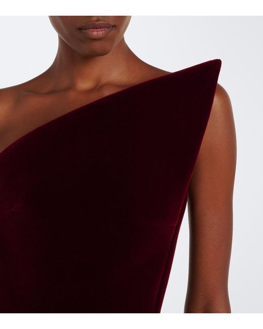 David Koma Red Velvet Gown