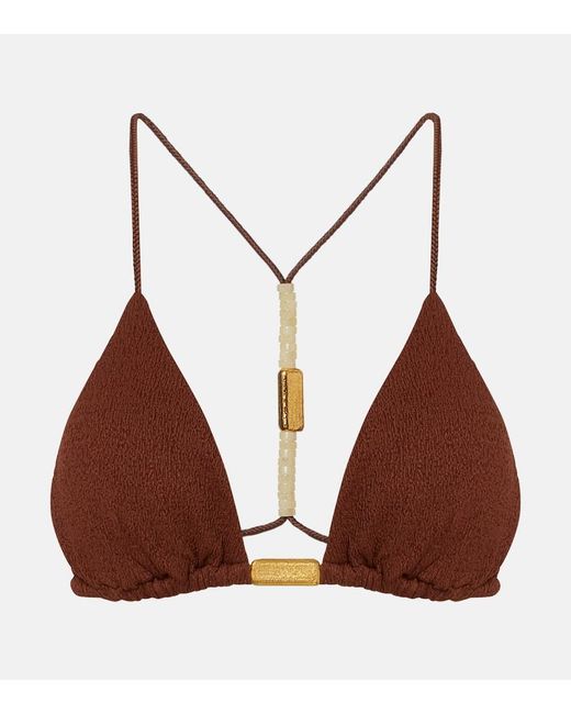 ViX Brown Harper Beaded Triangle Bikini Top