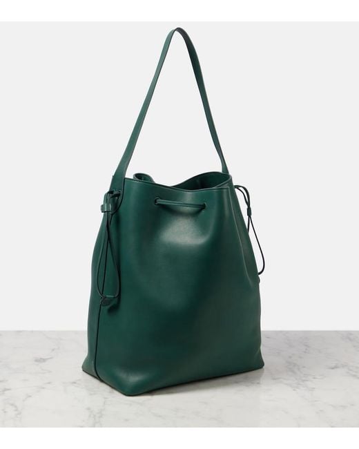 The Row Green Belvedere Leather Bucket Bag