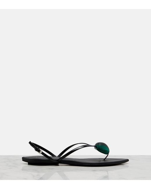 Alaïa Black Embellished Patent Leather Thong Sandals