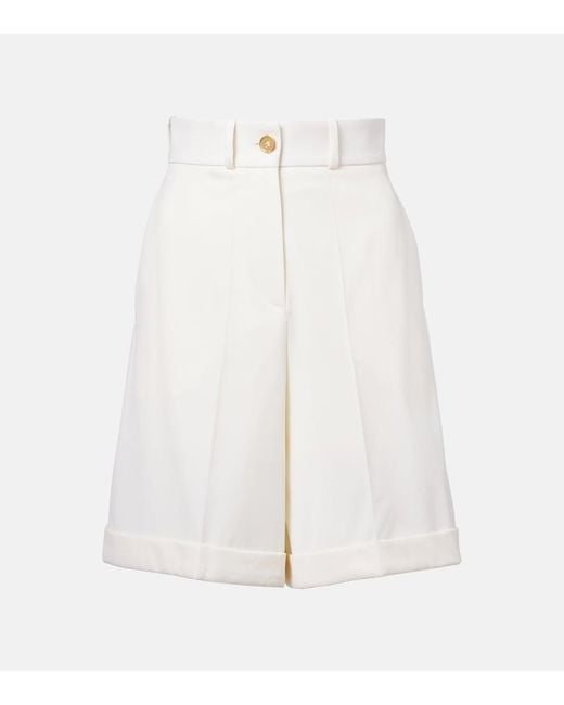 Patou White High-Rise Cotton Gabardine Bermuda Shorts