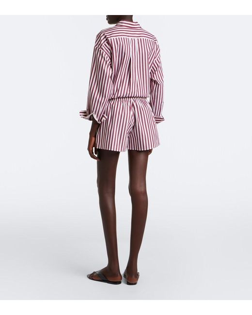 Eres Red House Striped Cotton Shorts