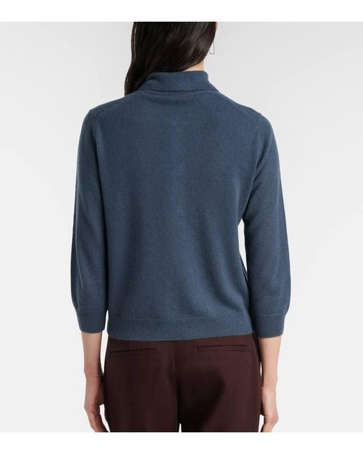 Vince Blue Cashmere And Silk Polo Sweater