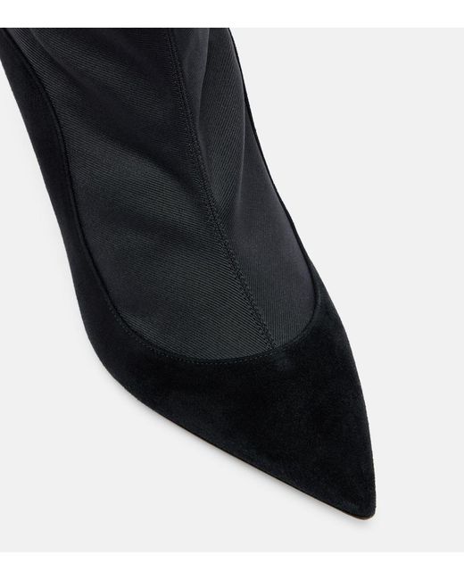 Malone Souliers Black Elisa 70 Suede-Trimmed Ankle Boots