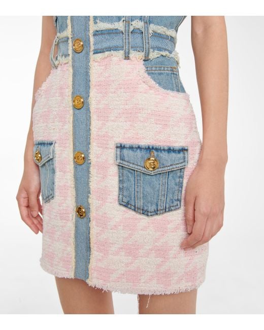balmain pink denim dress Balmain Denim Mini Dress Pink Denim by Balmain