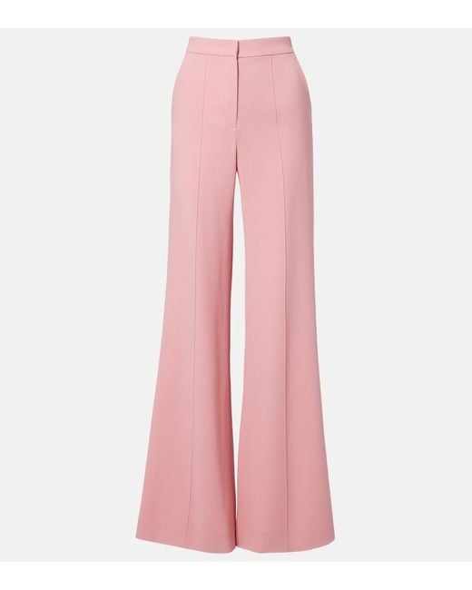 Elie Saab Pink High-Rise Cady Wide-Leg Pants