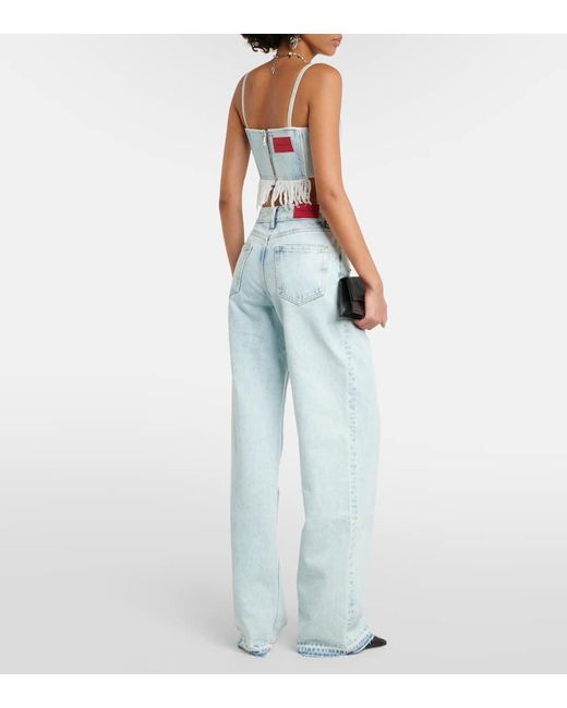 Jeans rectos adornados Alessandra Rich de color Blue
