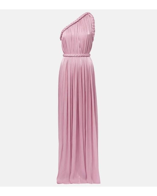 Costarellos Pink Isilda Lame Georgette Gown