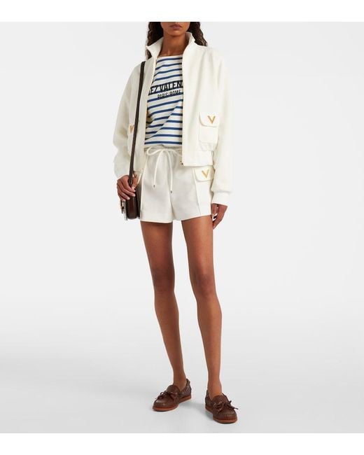 Valentino White Vgold Jersey Shorts