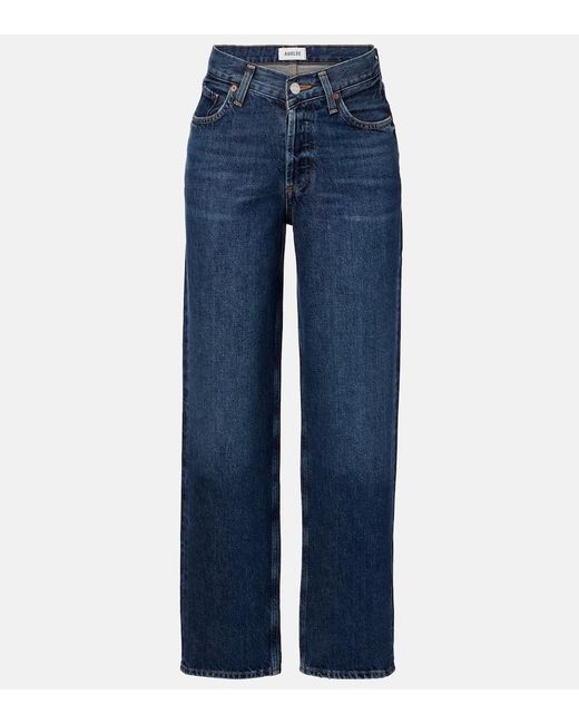 Agolde Blue V-Waist Baggy Straight Jeans