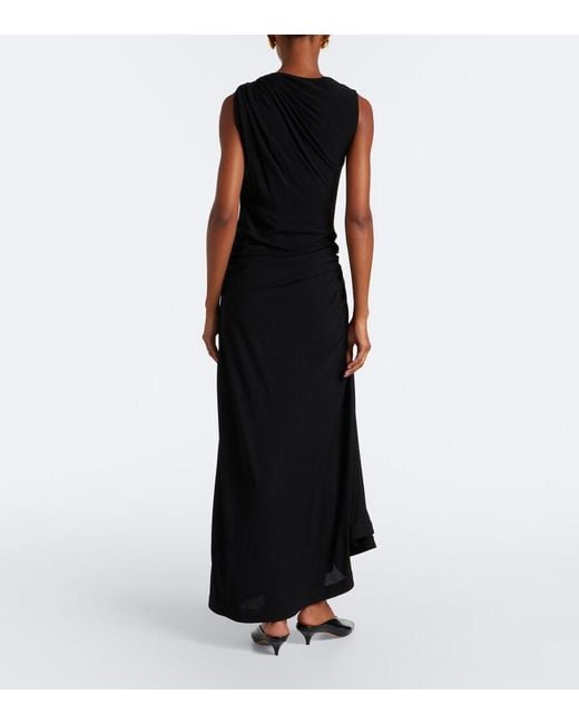 Bottega Veneta Black Gathered Jersey Maxi Dress