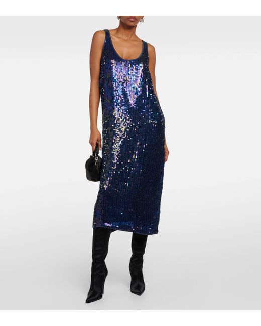 Velvet Blue Alena Sequined Midi Dress