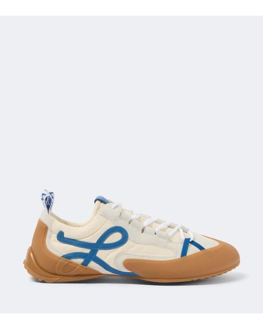Loewe White Grip Anagram Suede-Trimmed Sneakers for men