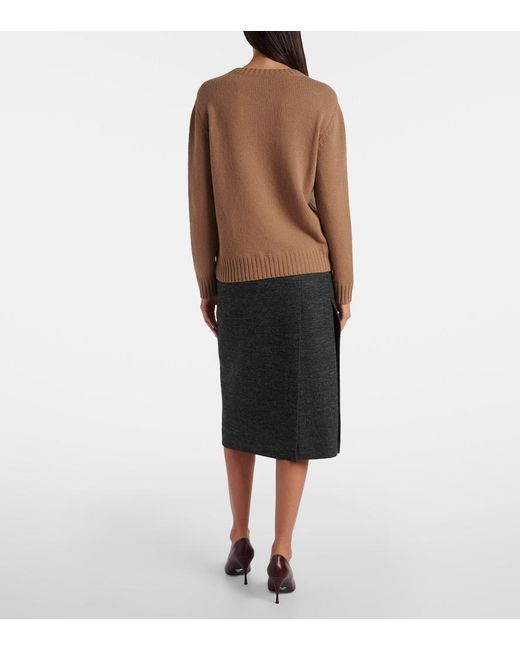 Prada Brown Logo Wool And Cashmere Sweater